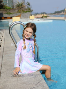 Childrens One-Piece Swimsuit Long Sleeve Beach Sun Protection Swimming Costume New 2025 Small Kids Girls Thermal Set