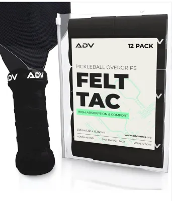 ADV FeltTac Pickleball Overgrips (Black) | [High Absorption] [Comfort] [Sold per piece]