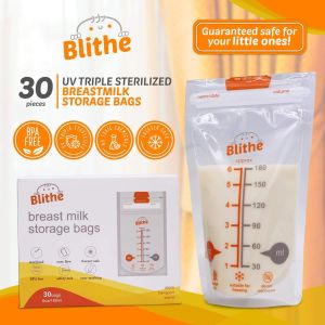 Blithe breast milk storage bags 30pack 180ml breastmilk pump container holder bag bottles cups