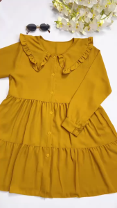 Minji Shirt Ruffle Serut Bagian Kerah & Badan Atasan Kemeja Panjang Wanita OOTD Casual Daily Outfit