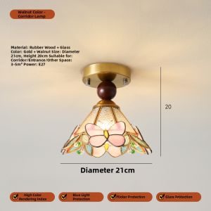 QINGYAO | Retro Vintage Wooden & Glass Pendant Light for Dining Room and Bedroom