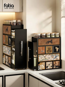 Kitchen Spice Organizer Rack Pull out Narrow Space Multi Layer Storage Cabinet Home Use Carbon Steel Material No Installation