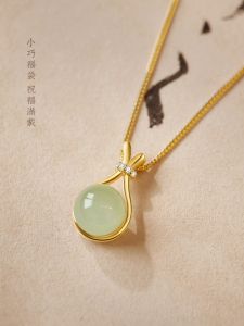 good 999 18K golden jade Korean fashion design Transfer bead luck Necklace N8332