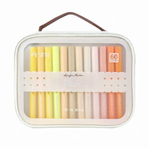 Acrylic Marker Pen Soft Tip Art Supplies Washable Non-toxic for Children Kindergarten 48/60/84/120 Colors Storage Bag