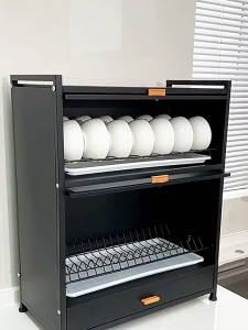 Kitchen Countertop Dish Storage Cabinet with Drawers Dust-Proof Dish Cabinet Storage for Bottles Dish Bowls Console Dining Cupboard