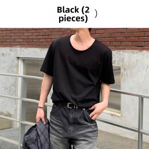DAVID&ME | Black Big Neck Short Sleeve T-shirt