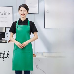 Pet Store Exclusive PU Apron Soft Leather Cat Cafe Bathing Workwear Logo Printed Waterproof Oil Resistant for Groomer