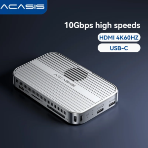 Acasis USB-C SSD Enclosure for iPhone 17/17 Pro|M.2 NVMe External Storage for Mac/Windows Laptop 10Gbps Transfer Magnetic Adapt