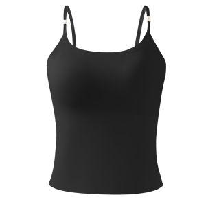 miiow | Ice Silk Strap Vest Womens Thin Style Summer Top Pearl Cat Person Double Shoulder Backless Design With Chest Pad Nylon Spandex