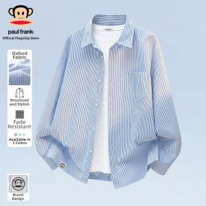 Paul Frank | Japanese Stripe Long Sleeve Autumn Loose Blue Couples Shirt