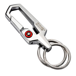 RIMEI | Mens Keychain with Belt Clip Zinc Alloy Simple Creative Double Ring Keychain