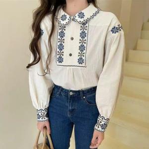 ●ECLAIRE● 003 Blouse Blus Crop Babydoll Embroidered Bordir Embroidery Etnik Boho Vintage Casual Kasual Korea Kerja Import zsbb