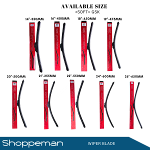 UNIVERSAL CAR TRUCK WIPER BLADE BANANA TYPE SOFT BLADE GSK 14" 16" 18" 19" 20" 21" 22" 24" 26"