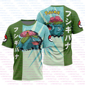 Bandai | New Super Cute Figure Pokémon Anime 3D Printed Boys T-shirt Summer Mens Snorlax Squirtle Trend Loose Casual Short Sleeved Tops