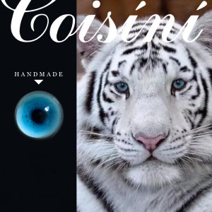 Phụ Kiện Búp Bê Thủ Công DIY Mũi Đục Lỗ Bằng Lông Cừu Tấm Vải Thêu Mô Phỏng Mắt Động Vật Bằng Thủy Tinh Mũi Đục Lỗ Tượng Tigress Trắng