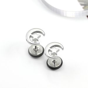 a Pair Of Stylish Personality Stainless Steel Bat Dolphin Skull Lightning Cross Star Moon Earrings