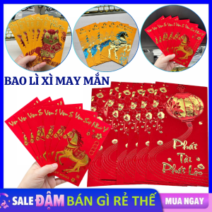 SET 6 Bao Lì Xì Đỏ Chữ Nổi Phúc Tài Phát Lộc Mang Ý Nghĩa May Mắn - Phong Lì Xì Truyền Thống 2026 - Bao Lì Xì Tết Truyền Thống May Mắn Mừng Năm Mới