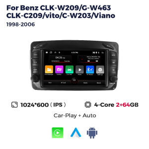 7Inch Car Radio For Benz CLK-W209 G-W463 CLK-C209 Vito C-W203 Viano 1998-2006 Wireless Carplay Auto Multimedia Stereo Player BT