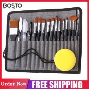 Bộ Túi 18 Món Họa Sĩ Bàn Chải Sơn Kèm Cọ Vẽ Màu Nước Bút Đầu Lông Sợi Ni-lông Tinh Tế Hộp Đựng Cọ Vẽ Cán Bằng Gỗ Quà Tặng Họa Cụ Cho Người Mới Bắt Đầu Người Lớn Trẻ Em Dầu Acrylic Bột Màu Gouache Màu Nước Vẽ Mặt Cơ Thể Thu Nhỏ