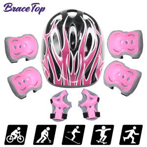 7Pcs/Set Kids Ages 3-10 with Wrist Guard and Knee Pads Elbow Pads Adjustable Protective Gear for Toddler Skating Cycling Scooter