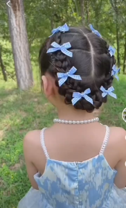 10PCS/SET Bowknot Hairpin Girl Hair Clip Cute Bow Plaid Mini Cloth Korean Style Headwear