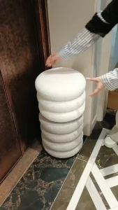 Round Fleece Shoe Bench Minimalist Dressing Chair and Footrest Chair for Living Room & Bedroom