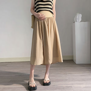 Maternity Midi Skirt Summer Long Folded Belly Support Short Skirt Large Size Long Skirt Maternity Summer Clothing Midi Skirt