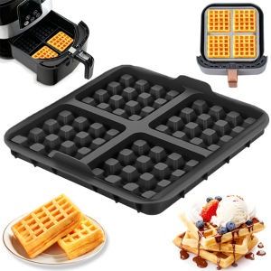 1Pc Square Waffle Mold — Non-Stick Reusable Belgian Waffle & Egg Tray for 4–7Qt Air Fryers | Dishwasher Safe