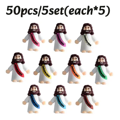 10-50PC Mini Jesus Statue Set Decor Easter Cartoon Jesus Toys Festive Party Scene Decor Room Tabletop Figurines Easter Gifts