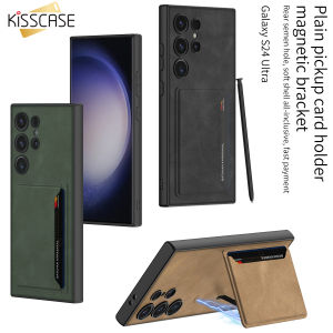 Kisscase Cho Samsung S24ultra Điện Thoại Di Động vỏ điện thoại Siêu Mỏng Đồng Bằng Túi mua sắm Khung Da Trường Hợp S24Plus Túi mua sắm Đồng Bằng S24 + Bao Da Đựng Thẻ mờ mờ Da Cảm Giác Cover Quay Lại Cho Galaxy S24 Siêu S24 + Cộng Với S24