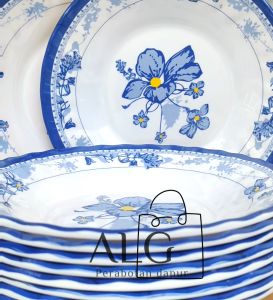 Gratis sndok 6Pcs melamine seat isi 3Piring makan campur 3Mangkuk foodgrade anti kelopek