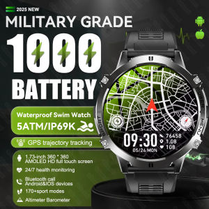2025 New Military TREX3 1000mAh Battery Smart Watch 1.73-inch Screen 5ATM Waterproof GPS Altimeter Bluetooth Call Men Smartwatch