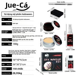Bộ Trang Điểm Hóa Trang Kinh Dị Halloween Với Dụng Cụ Vẽ Mặt Hiệu Ứng Đặc Biệt Sáp Da Sáp Vết Thương Plasma 148g Bộ 6 Món