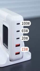 USB C Charger กทม Hagibis 200W 5 ประสาทกับ LCD และ PD 3.0