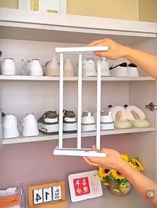 OHHDEER Adjustable Shoe Rack Organizer 40-65cm Hanging Multi-Layer Storage Rack for Cabinet Shelf