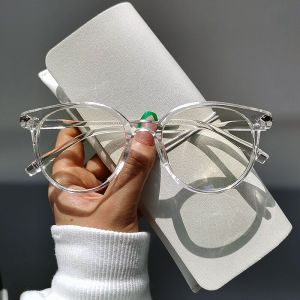 Transparent Computer Glasses Frame 2024 Women Men Round Eyewear Blocking Glasses Optical Spectacle Eyeglass
