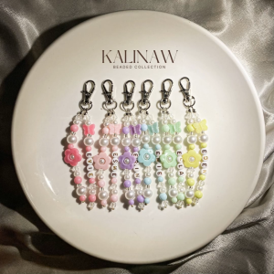 KALINAW Customized Name Flower Candy Colored Beaded Keychain/ Phone Strap/ Lobster Clasp