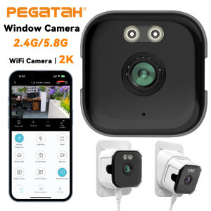 PEGATAH 2K Alexa Smart Window Camera 2.4G&5.8G WiFi AI Human Detection Full Color Night Vision Free Cloud Two-Way Audio