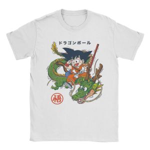 Bandai | Dragon Ball Anime Goku and Shenlong Printed T-shirt "Dragon Ball" Cotton Clothing Novel Short-sleeved Round-neck T-shirt