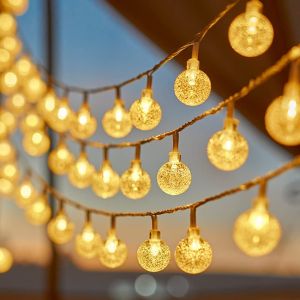 Globe String Lights Battery Operated& US plug Water Proof 4.9ft 10 LED / 10ft 20 LED / 20ft 40 LED Crystal Ball String Lights  Indoor Outdoor LED Fairy Lights for Home Christmas Party Patio (Warm White / colorful)