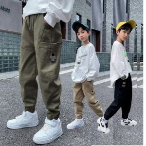 Kids Boy Cargo Pants for Boys Multi-Pocket Korean Style Casual Jogger Pants for Kids Aged 3-14 Years