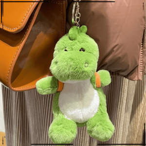 13cm Adorable Skipping School Dinosaur Plush Toys A Strawberry Avocado and Carrot Dinosaur Pendant On the Back Toys for Kids