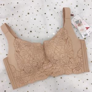 เต็มคัพ ลูกไม้ บราไร้สาย  ดีไซน์ ชุดชั้นในไร้ร่องรอยสําหรับหน้าอกใหญ่ดูเล็กสี่แถวหัวเข็มขัดชุดชั้นในบาง
