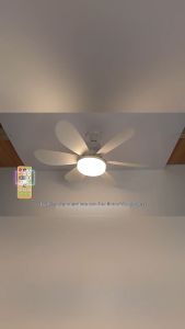 Klik-Beli Lampu LED Kipas Angin 6 Baling Ceiling Fan Plafon Langit Bohlam 30W Flower Fan 2in1 Fitting E27 Remote Control Multifungsi