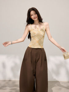 THROUS | Set áo cardigan tay dài dáng ôm mỏng nhẹ kẻ caro ren cho nữ mùa xuân