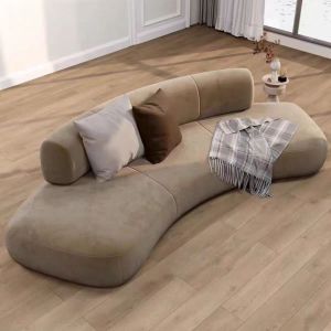 Modern Minimalist French Luxury Arc Sofa Living Room Small Model Reception Area Beauty Salon Resting Zone Creamy Style Sofa