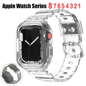 สำรอง สายนาฬิกาโปร่งแสงสำหรับ Apple Watch สำหรับเล่นกีฬา 9 8 7 6 5 4 3 2 1 เคส 41 มม. 45 มม. สำหรับ I Watch 40 มม. 44 มม. 42 มม. 38 มม