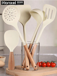 Morotel Silicone Kitchen Utensils Set for Stir-Frying Non-Stick Pan Special Home Use Wood And Silicone Cooking Spoons And Shovels