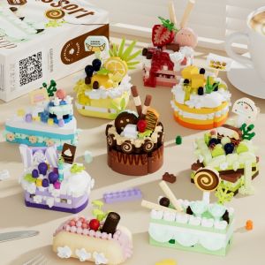 DIY MOC Cake Waffle Toast Chocolate Shuflei Swiss Roll Ice Cream Crispy Tarts Building Blocks Model Bricks Sets Kits Toys