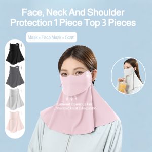 Ice Silk Sun Protection Mask 2025  Full Face Eye & Neck Coverage  UV Block Breathable Cooling Fabric  Drink While Wearing  Outdoor Cycling Hiking Mask 防晒面罩